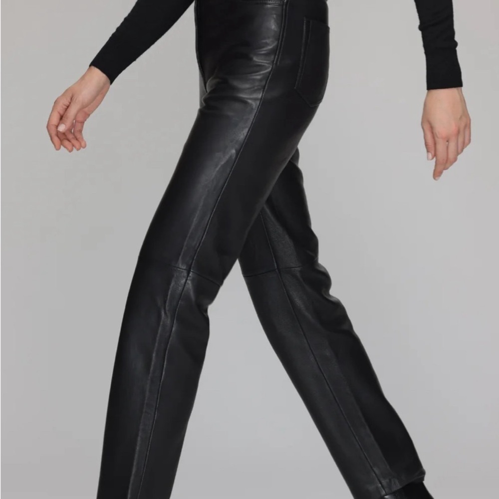 Danier Black Leather Slim Straight Pants